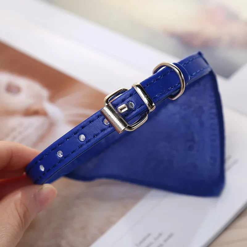 PU Cat Dog Collar with Scarf for Small Medium Dogs Chihuahua Corgi Puppy Adjustable Collars Pet Supplies Accesorios Para Perros